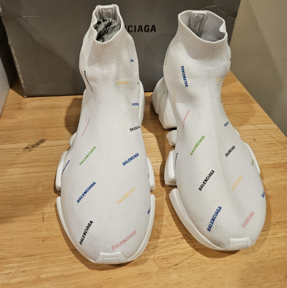 Balenciaga Speed 2.0 Sneaker 'All Over Logo - White Multi - Size 38